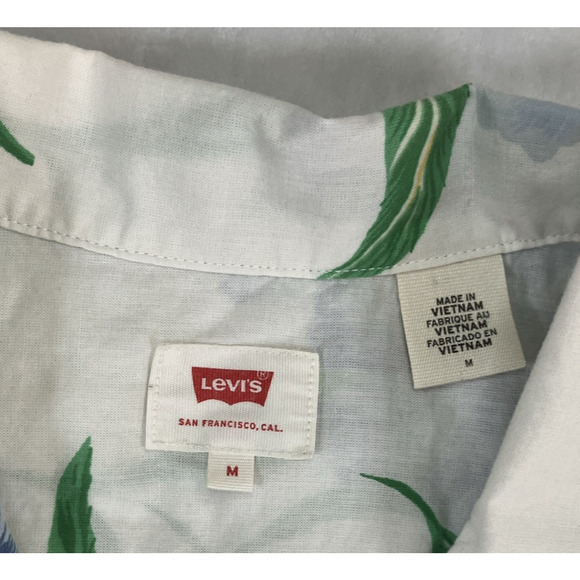 LEVI'S Mens HAWAIIAN Short Sleeve Button Down Shirt Floral Print Size Medium - Picture 4 of 9